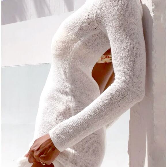 Rumored White Knit Cover Up Mini Dress Small Sweet Talker Bathing Suit Swimsuit - Picture 3 of 5